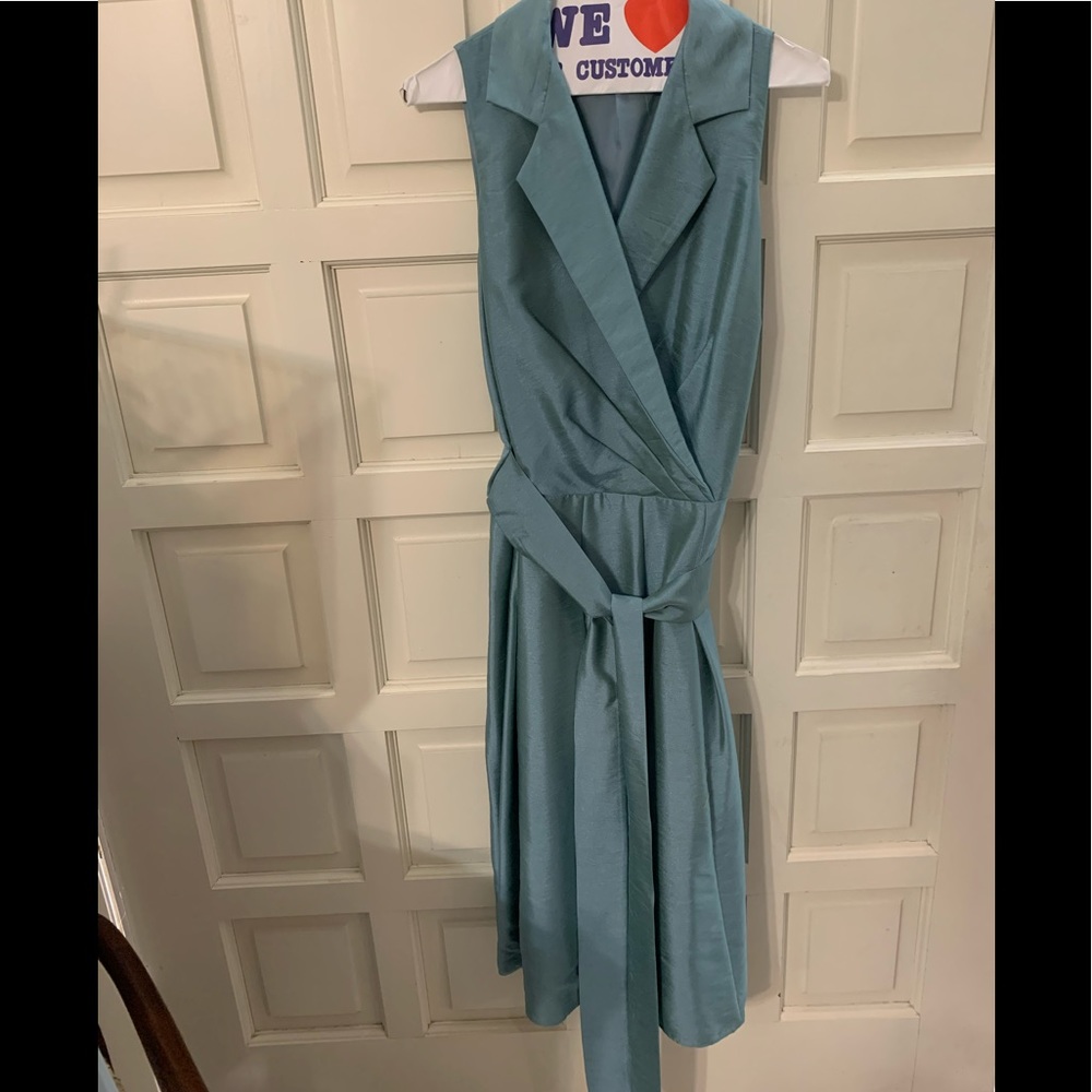 Jones Studio Blue Dress with Wrap Tie